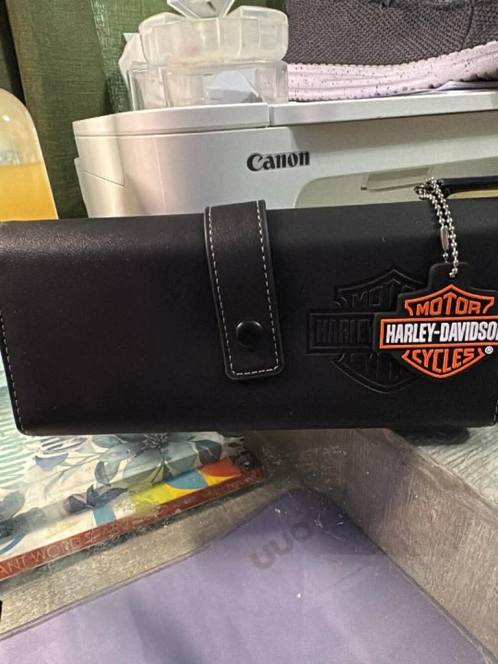 Harley-Davidson Embossed Leather Travel Tri-fold Organizer Bar Shield Key - NEW